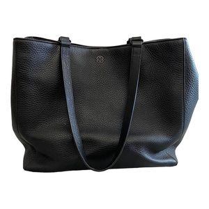 Dagne Dover Allyn Pebbled Leather Tote Large Onyx Black Laptop CarryOn Briefcase